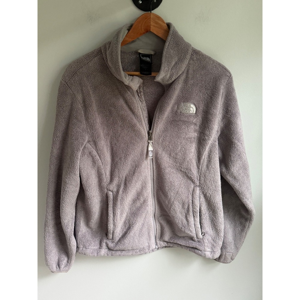 The North Face Osito Fleece Jacket Womens Large Grey Taupe Full Zip Soft Warm L